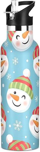 Miniatura 1 de Kids Water Bottle with Straw Leakproof Insulated Water Bottle 20oz, BPA-Free, Cute Snowman Blue