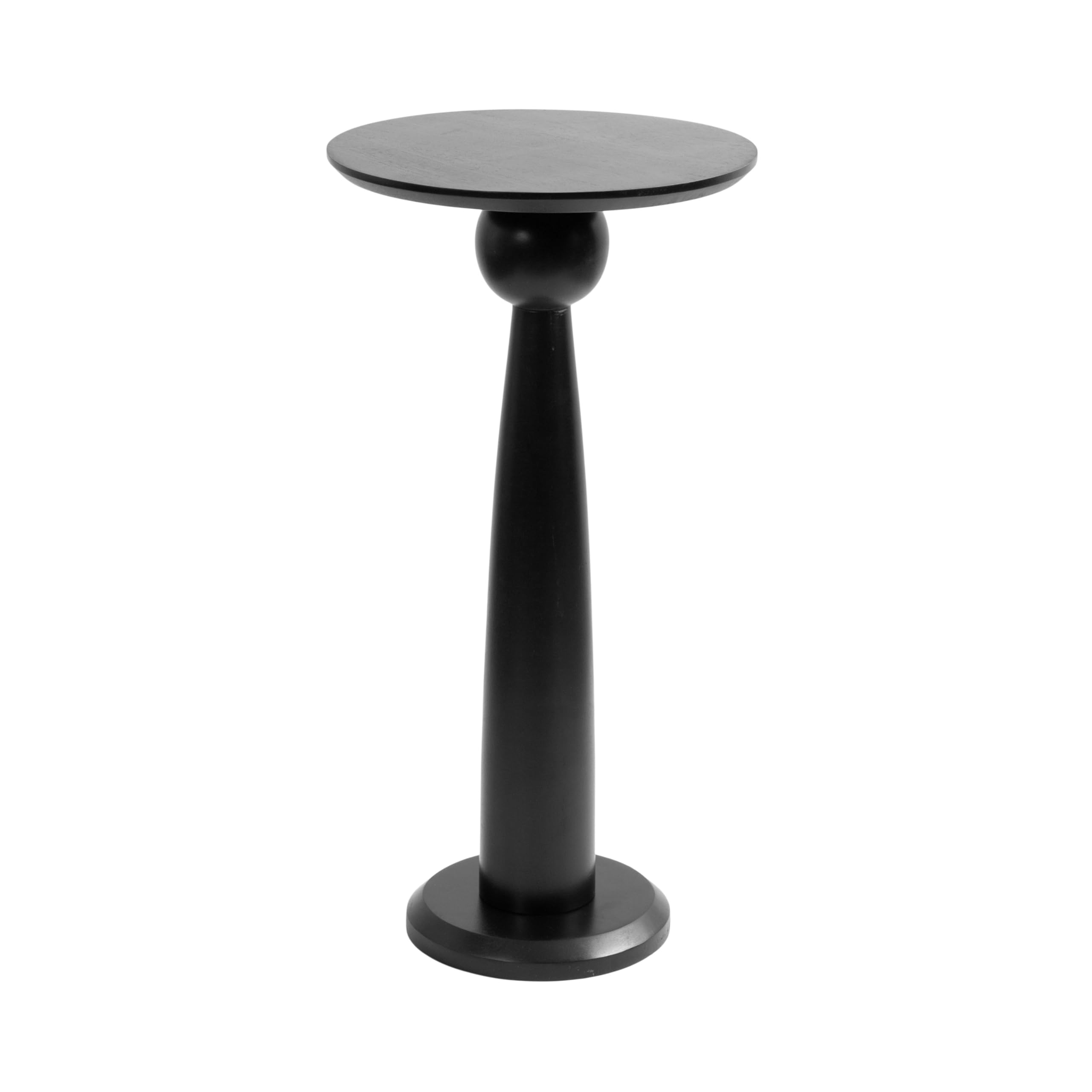 Kate and Laurel Jakob Modern Wooden Round Side Table, 12 x 24, Black, Circle Pedestal Table for Use as Bedroom Nightstand, Indoor Plant Stand, or