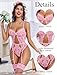 Avidlove Womens Lingerie Sexy Lace Lingerie Bodysuit V Neck Garter Belt Set Teddy with Panty Pink XXL