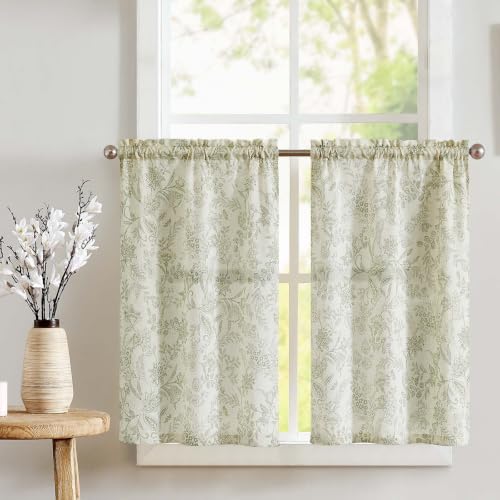 jinchan Floral Kitchen Tier Curtains 45 Inch...