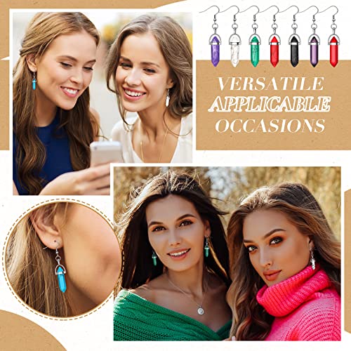 Zhehao 30 Paris Healing Crystals Earrings for Women Quartz Stone Dangle Earrings Hexagonal Gemstone Crystal Chakra Eardrop for Women4