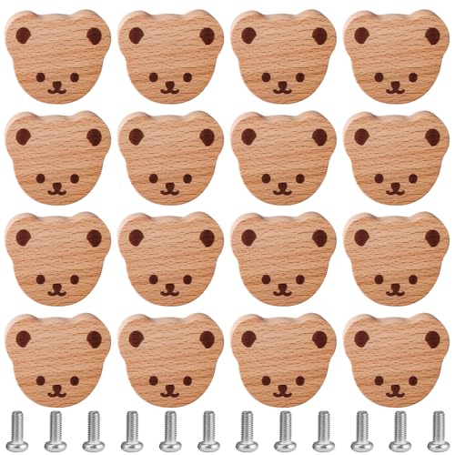 12 pomelli per mobili in legno a forma di orso,