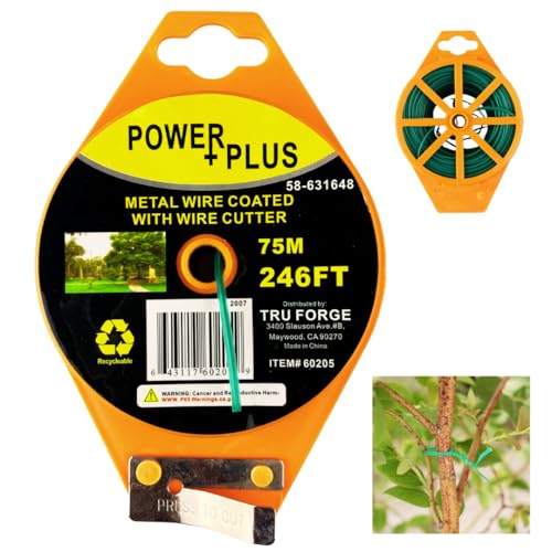 ToolUSA 246 Foot (75 Meter) Spool of Coated Metal Wire | Built in Wire Cutter Included | Green Metal Wire | Great for Crafting, Gardening, Repairs, DIY Projects