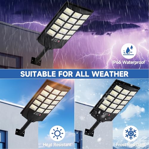 Oneluner Solar Lights Outdoor Waterproof, 6500K Dusk to Dawn Solar Street Light Motion Sensor with Remote, LED Security Flood Light for Outside Garden Yard Path, Oudoor Parking Lot Lights, 2PACK — view 4