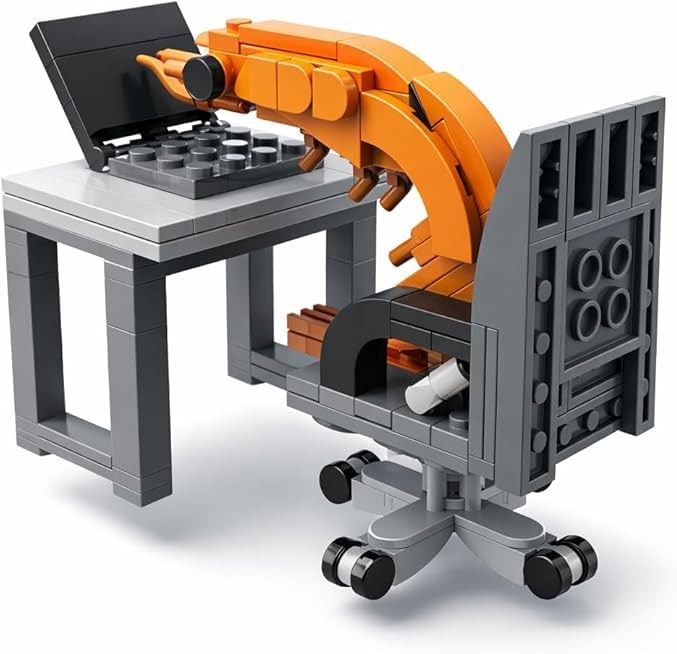 Working Shrimp Man Building Blocks Set, Desktop Scene Model with Desk Chair, Creative Assembly Display Brick Set for Adult＆ Youth (155PCS)