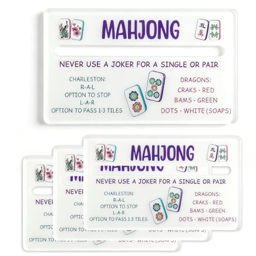 maytcang 4 Pack Mahjong Line Reader with Rules, Acrylic Mahjong line Finder ADHD Dyslexia Overlays Guided Reading Tool Instructions for Beginners, Mah Jongg Accessories, Mah Jongg Gifts for Women