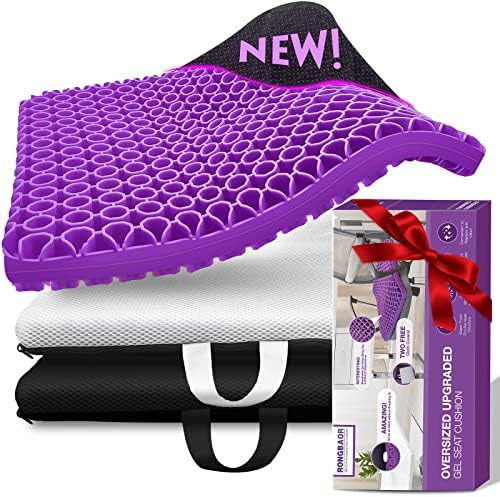 Extra-Large Gel Seat Cushion, Breathable Honeycomb Design Pain Relief Egg Seat Cushion - Home Office Chair Cars Wheelchair