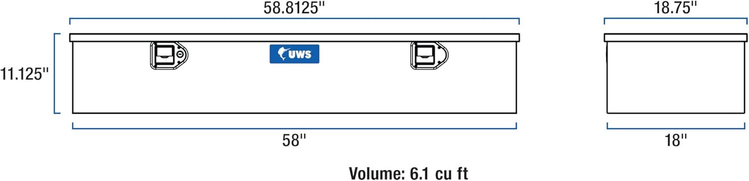 UWS EC20093 58-Inch Matte Black Heavy-Wall Aluminum 5th Wheel Truck Bed Tool Box, RigidCore Lid