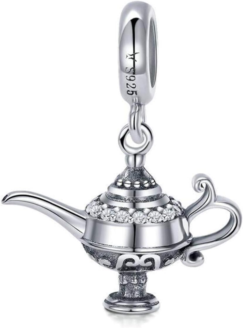 925 Sterling Silver Charm Love Family Charm Aladdin's Magic Lamp Charms Anniversary Charm for Pandora Charms Bracelet (Aladdin's Magic Lamp Charms)