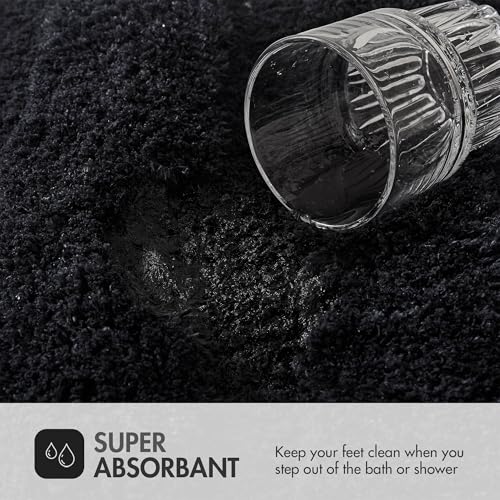 Madison Park Bath Rug Tufted Pearl Channel Bathroom Rug, Soft, Plush & Absorbent Bath Matt for Bathroom, Rubber Back Non-Slip, Thick Hotel Quality & Machine Washable 24" W x 58" L, Black 1 Piece by Madison Park - Image 2