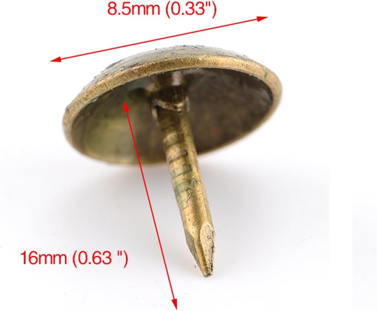 Upholstery Tacks 1000PCS 8.5x16mm Bronze Tacks Antique Decorative Jewelry Gift Box Push Pin 10x10mm Door Nail For Fasteners Hardware For Fabric Securing(8x16mm)
