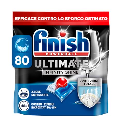 Finish Ultimate Infinity Shine Pastiglie Lavastoviglie, 80 Capsule Lavastoviglie, Detergenti per Lavastoviglie contro lo Sporco e i Residui Incrostati (Confezione da 1)