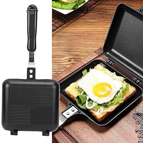 HERCHR Sandwich Maker Doppelseitig Bratpfanne, Pfanne Doppelseitig, Sandwichmaker Camping, Antihaftbeschichtet, Beidseitige Tortillas Sandwich Und Panini-Maker Pan Für Frühstück