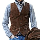 Chaleco de pana para hombre, estilo británico, vintage, con botones, delgado, sin mangas, para uso durante todo el año (talla L)