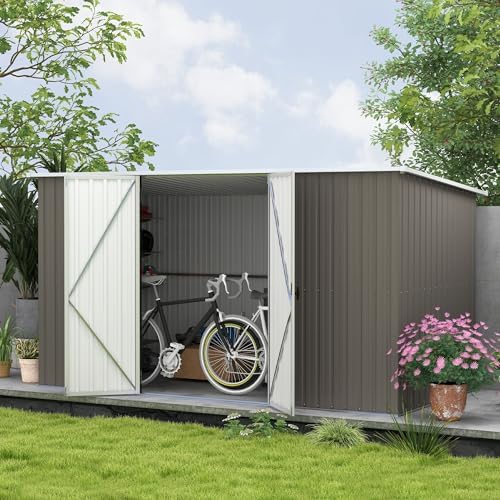 Outsunny 11.2' x 5.6' Outdoor Storage Shed, Galvanized Metal Util...