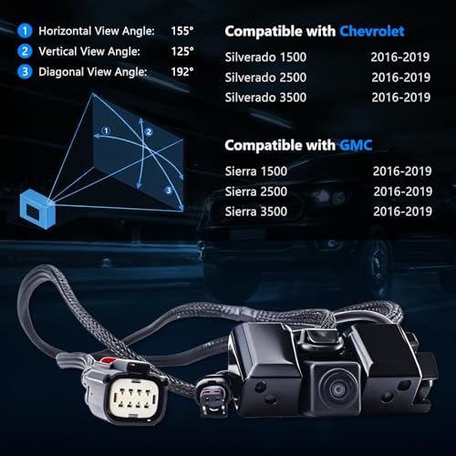 Image of Rear View Backup Camera Compatible with Chevy Silverdo 2016-2019 for GMC Sierra 1500 2500 3500 Park Assist Reverse Replaces 84062896 23363727