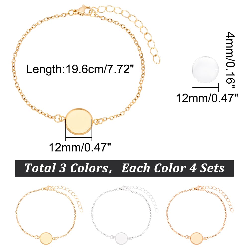 NBEADS 12 Pcs 3 Colors Bracelet Bezel Tray - Image 2