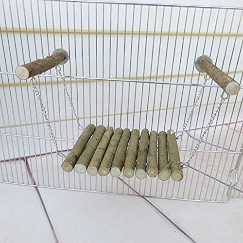 Image of Litewoo Bird Wood Swing Perch Ladder with Hammock Cage Accessories for Bird Parrot Parakeet Cockatiel Lovebirds Budgie Conures Finch