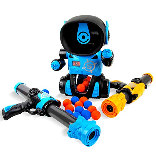 Boley Robot Blast Poppers - 27 Piece Shooting Game Playset with Robot Target, Foam Balls and Toy Guns for Boys and Girls - Fake Toy Gun for Kids Ages 6 and Up