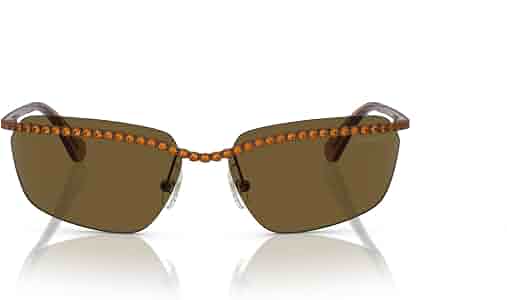 Amazon.com: Swarovski SK7001 Sunglasses, Brown/Dark Brown, 64 mm