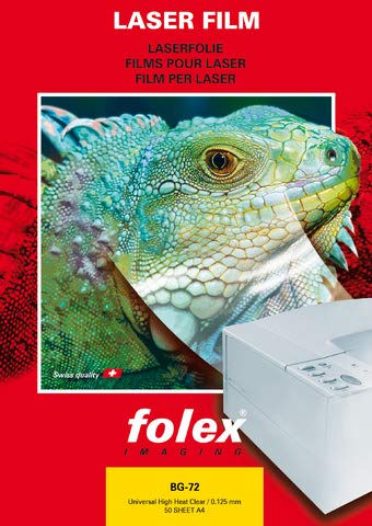 FOLEX BG-72 Lot de 50 feuilles de film laser de couleur Transparent Format A4