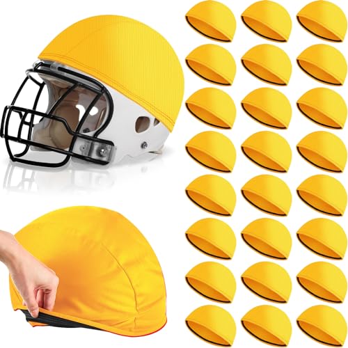 Mindsoft 24 Pieces Football Scrimmage Helmet Cover Helmet Scrimmage Cap for Youth Adult Football Lacrosse Hockey Practice Training(Yellow)