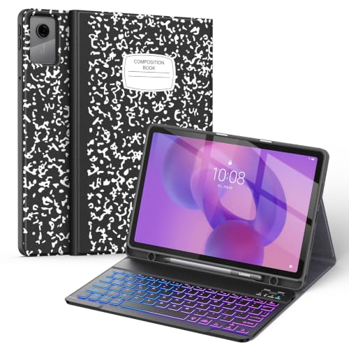 Supveco �L�[�{�[�h�P�[�X Lenovo Idea Tab 11�C���` 2025�N�p �u�b�N�u���b�N | 7�F�o�b�N���C�g�A���C�����X���O���\�t�H���I�L�[�{�[�h�J�o�[�A�^�u�y���z���_�[�t���ATab K11 Gen 2(TB-336ZU/TB-33