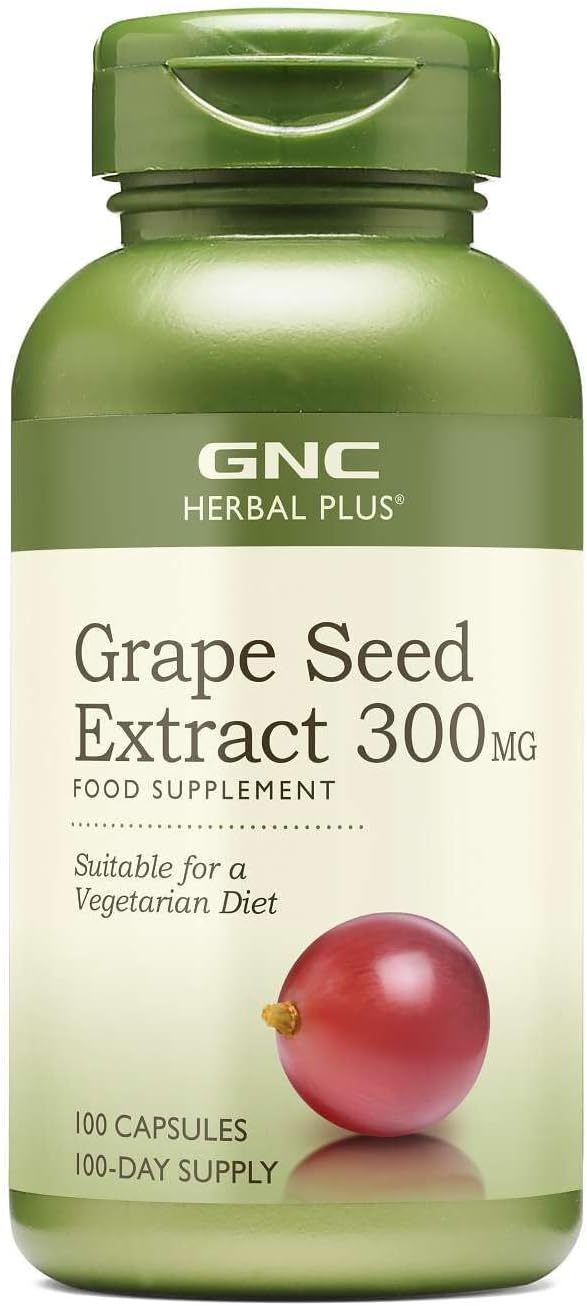 GNC Herbal Plus Grape Seed Extract 300mg Supplement, Vegetarian, 100 Servings