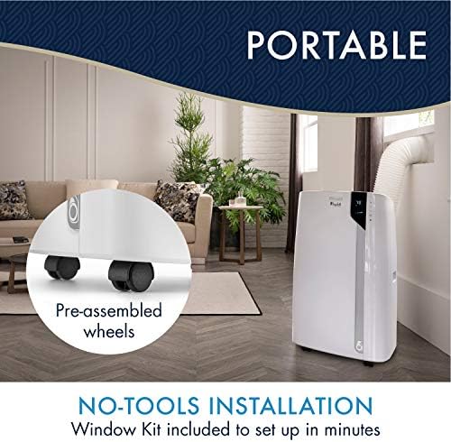 DeLonghi Portable Air Conditioner 14,000 BTU,cool extra large rooms up to 700 sqft,remote,energy saving mode,extremely quiet,dehumidifier,fan,programmable,window venting kit,AC Unit for room,EX390LVYN - 5