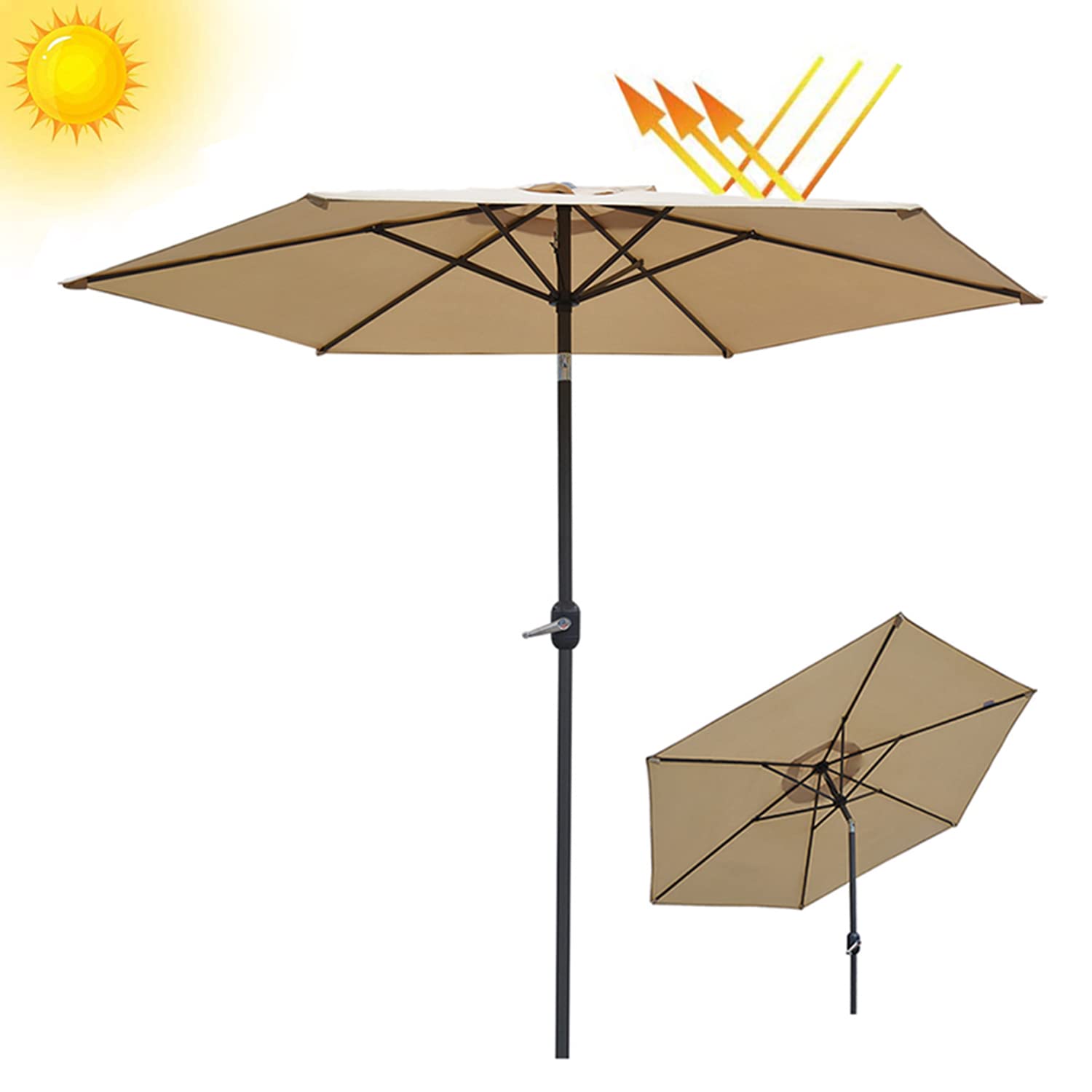 Parasol de jardín amarillo contra rayos UV sombrilla excéntrica para evitar calor 8