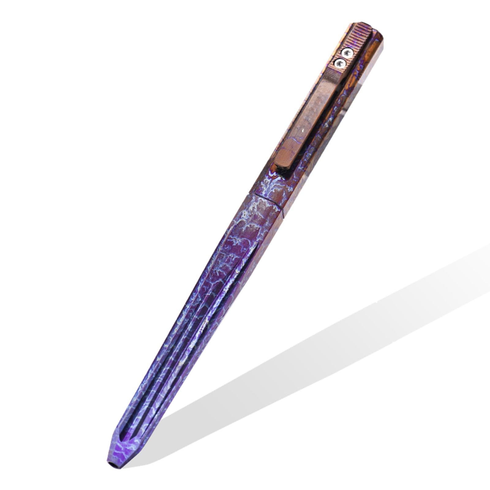 Hamans Titanium Ballpoint Writing Pen Side Press Push Clip Retractable 5.28“ with Pocket Clip Refillable Compact Size