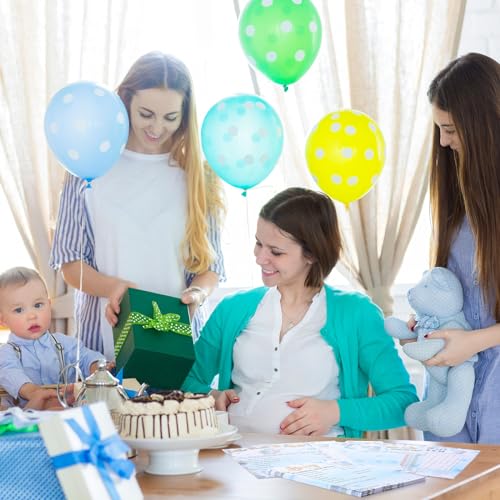 Image of Jetec 302 Pcs Blue Elephant Theme Baby Shower Games, 6 Games, 50 Sheets Each, Include Baby Shower, Word Scramble, Word Search, Predictions and Advice, The Price is Right