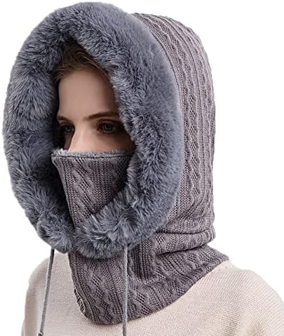 YAMEE Women Ski Mask Balaclava Fleece Hood Winter Hat with Neck Cover Face Cover Mask for Outdoor Sports Dog Walking