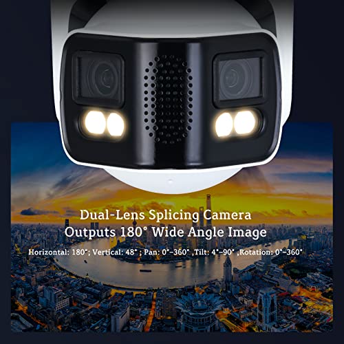 Empiretech Ipc-Color4K-T180 4K Full-Color 2×4Mp Dual-Lens 1/1.8" Cmos Smart Splicing Network Ip Poe Camera Outputs 180° Wide Angle, Support Two-Way Talk Ipc-Color4K-T180 (White) #TOP2