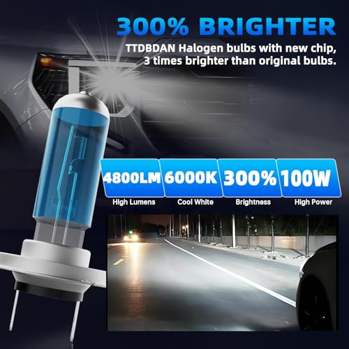 Image of Headlights Fit for Kia Optima 2001-2002 Halogen Headlight Bulbs,H7 High Beams+ H7 Low Beams Bright Front Lights,Plug And Play,Pack of 4