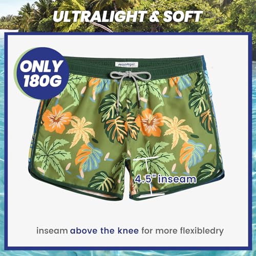 Image of maamgic Mens Boys Short 80s 90s Vintage Swim Trunks with Mesh Lining Quick Dry Swim Suits Board Shorts