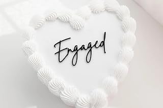 Black Acrylic Engaged Cake Topper,Engagement Theme Cake Topper, Wedding Anniversary Bridal Shower Bachelorette Party Cake Decorations,Dessert Decor, DIY Cake Decoration