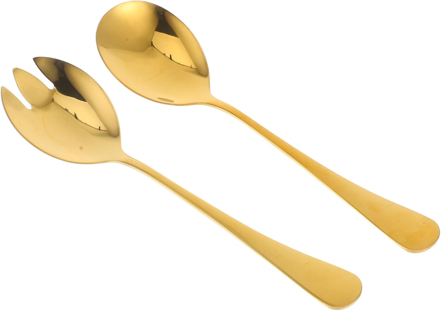 Xmas Stainless Steel Salad Server Set, Gold Fork Spoon