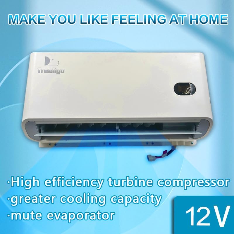Miniatura 3 de Treeligo Aire acondicionado de cabina durmiente de camiones de 12 V  24 V CC  Compresor de desplazamiento CC  Soplado automático  Se adapta a