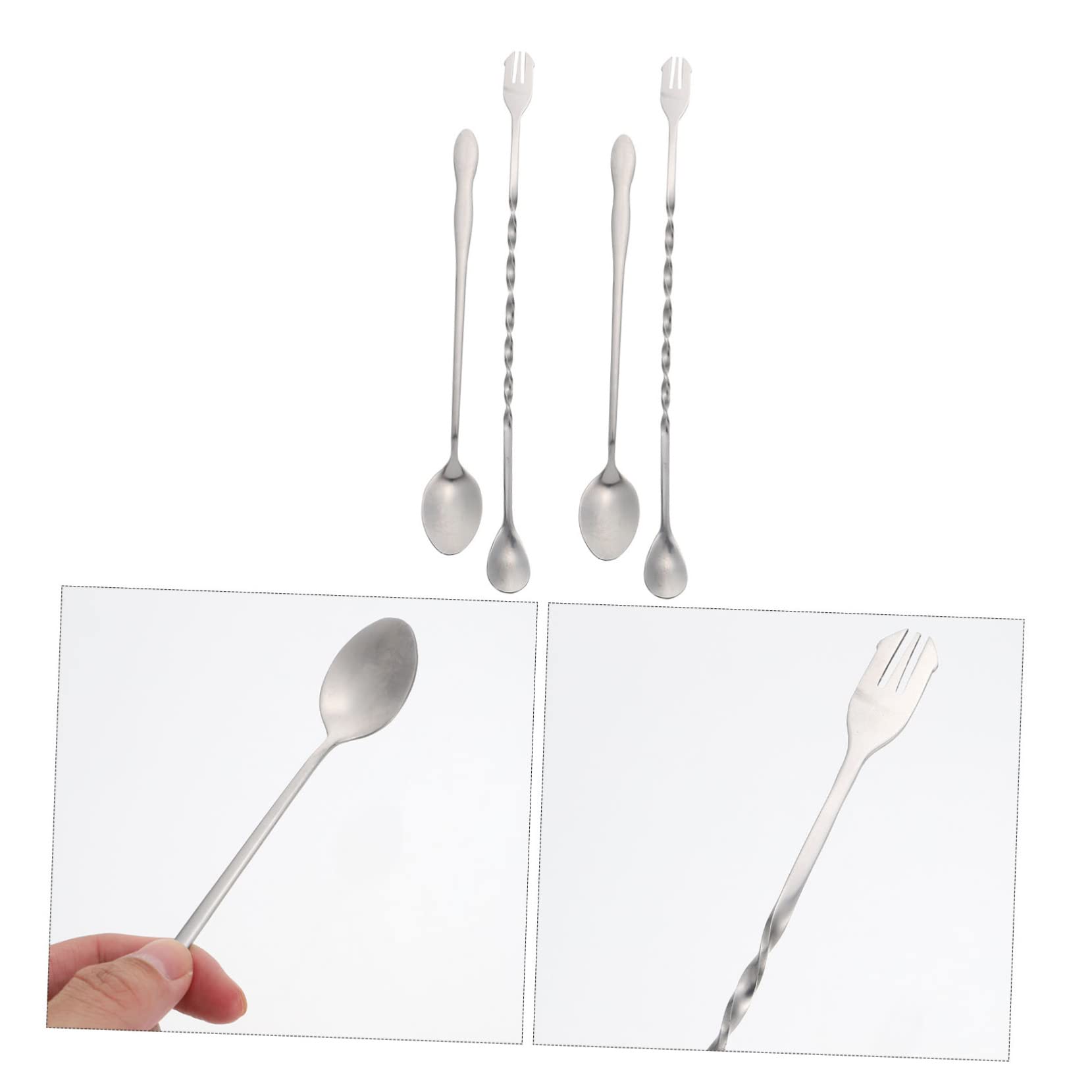 GLEAVI 2 Sätze Teiliges Rührlöffel Für Cocktails Praktische Mischlöffel Für Getränke Desserts Und Milchtee Spülmaschinenfest Für Zuhause Und Partys 4 Stücke * 2