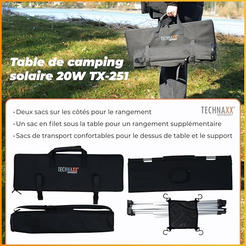 Table Solaire Portable 20W Technaxx TX-251 Pliable avec Chargeur USB - 6