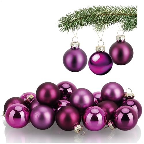 COM-FOUR® 20x Mini-Christbaumkugeln aus Glas - kleine Weihnachtskugeln für die Weihnachtsdekoration - Baumschmuck für den Weihnachtsbaum - Ø 3 cm