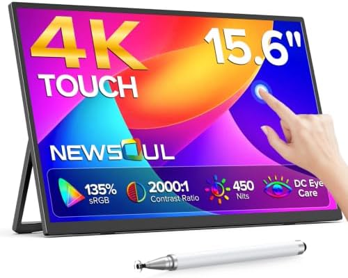 Newsoul Monitor Portátil Táctil 4K, 15,6" IPS Pantalla con USB‑C ...