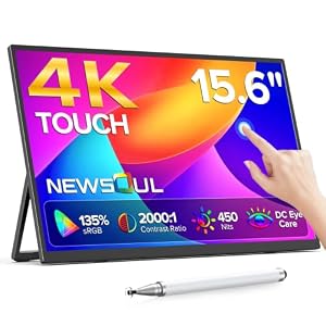 Newsoul Portable Monitor 4K Touchscreen mit Stift, 15, 6 Zoll IPS mit USB‑C
