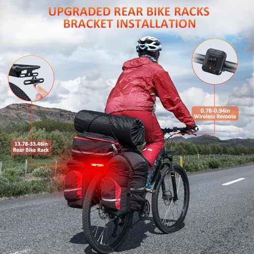 [For Cargo Rack] ONVIAN Smart Bike Tail Light with Turn Signals for Rear Bike Rack Mounting, Rechargeable Auto-Sensing Bike Turn Signals Light Alarm, Waterproof Bike Accessories for Adult Kids Cycling - Thumbnail 2
