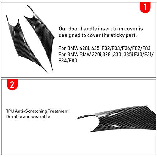 Image of Jaronx 2PCS Door Handle Covers Compatible with BMW 3 /4 Series Driver Side & Passenger Side Door Pull Handle Covers (Compatible with BMW 320i,328i,330i,335i F30 /F31 and 428i,435i F32 /F36)(Carbon Fiber) | Driver Side & Passenger Side Door Pull Handle Covers (for 320i,328i,330i,335i F30 /F31 428i and 435i F32 /F36)(Carbon Fiber)