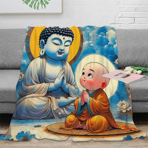 Couverture de lit Bouddha 3D 200x230cm en microfibre douce - 2