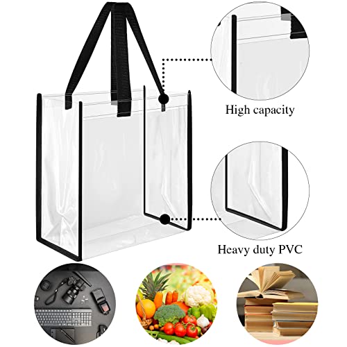 Paterr 30 Pcs Clear Tote Bag Stadium Approved Bulk 10 x 10 x 4 inch Plastic Tote Gifts Bags with Handle for Women Sports Gym (Black)3