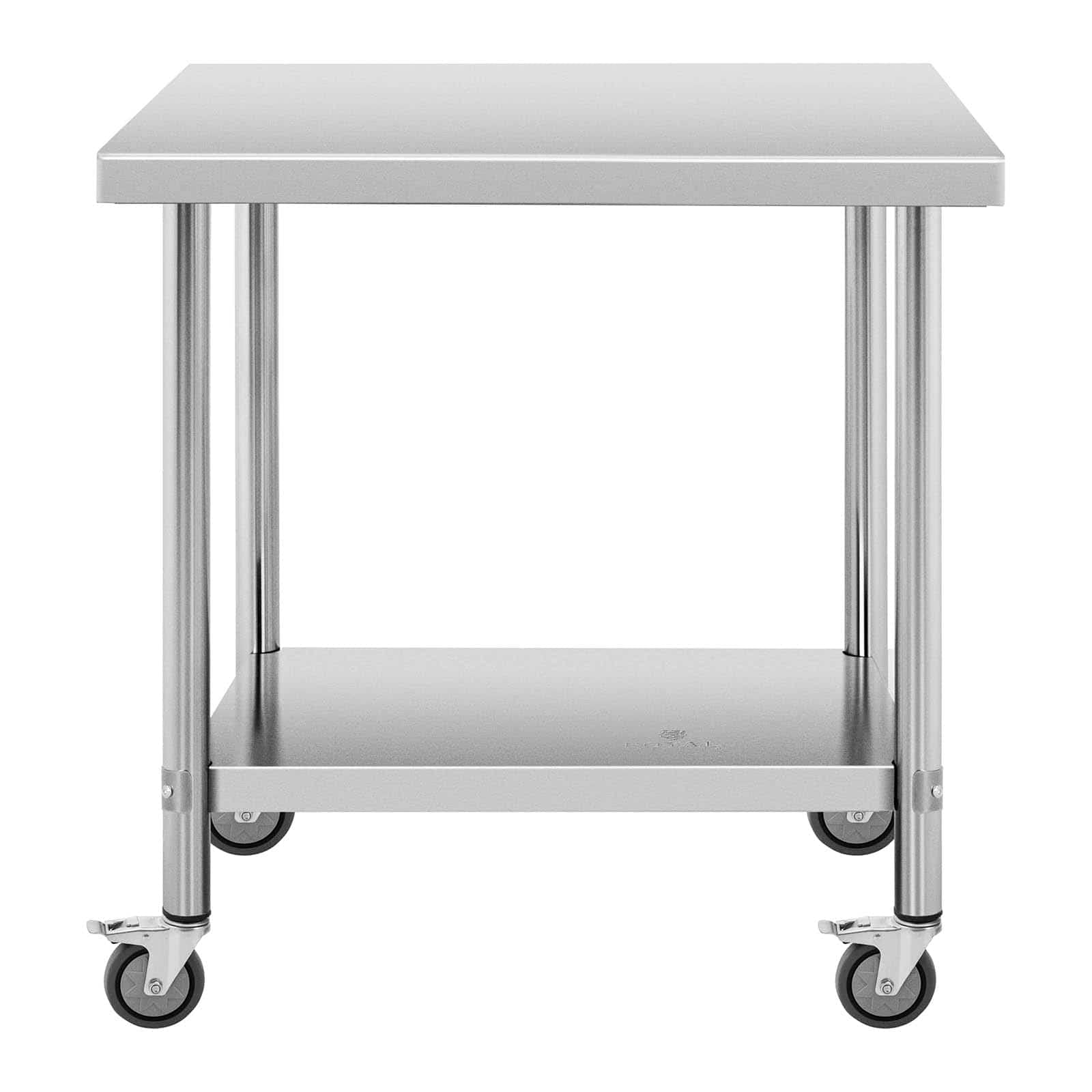 Royal Catering RCAT-90/60-W Edelstahltisch mit Rollen 60 x 90 cm 145 kg Tragkraft Arbeitstisch mit Rollen Arbeitstisch auf Rollen Arbeitstisch Rollen