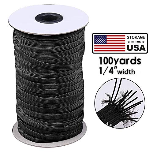 100Yards Length 1/4 Inch Width Braided Elastic Band White Elastic String Cord Heavy